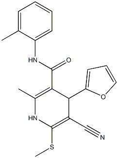 5-cyano-4-(2-furyl)-2-methyl-N-(2-methylphenyl)-6-(methylsulfanyl)-1,4-dihydro-3-pyridinecarboxamide Structure