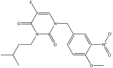 5-fluoro-1-{3-nitro-4-methoxybenzyl}-3-isopentyl-2,4(1H,3H)-pyrimidinedione 구조식 이미지