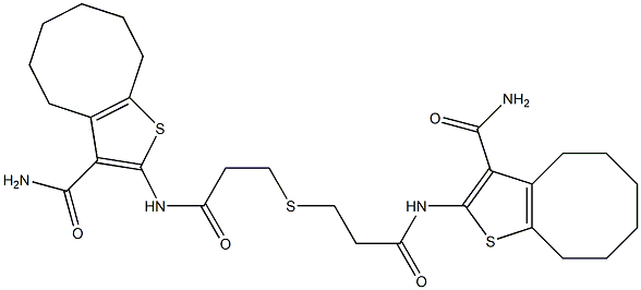 2-({3-[(3-{[3-(aminocarbonyl)-4,5,6,7,8,9-hexahydrocycloocta[b]thien-2-yl]amino}-3-oxopropyl)sulfanyl]propanoyl}amino)-4,5,6,7,8,9-hexahydrocycloocta[b]thiophene-3-carboxamide Structure