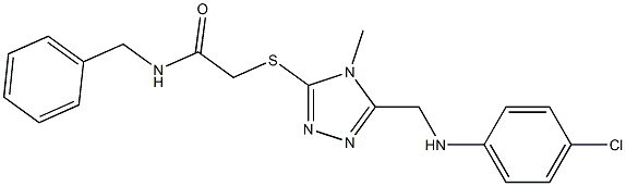 2-[(5-{[(4-chlorophenyl)amino]methyl}-4-methyl-4H-1,2,4-triazol-3-yl)sulfanyl]-N-(phenylmethyl)acetamide 구조식 이미지