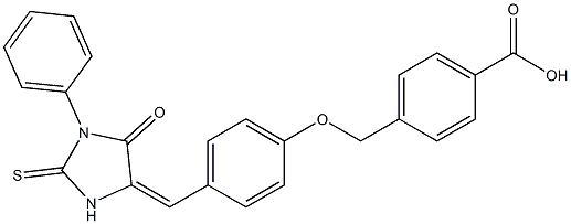 4-({4-[(5-oxo-1-phenyl-2-thioxo-4-imidazolidinylidene)methyl]phenoxy}methyl)benzoic acid 구조식 이미지