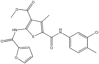 methyl 5-{[(3-chloro-4-methylphenyl)amino]carbonyl}-2-[(furan-2-ylcarbonyl)amino]-4-methylthiophene-3-carboxylate Structure