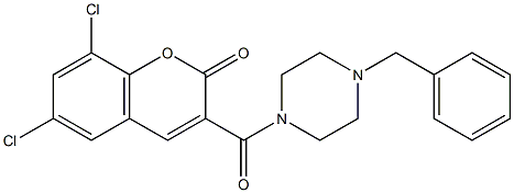 3-[(4-benzylpiperazin-1-yl)carbonyl]-6,8-dichloro-2H-chromen-2-one 구조식 이미지