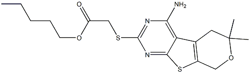 pentyl [(4-amino-6,6-dimethyl-5,8-dihydro-6H-pyrano[4',3':4,5]thieno[2,3-d]pyrimidin-2-yl)sulfanyl]acetate 구조식 이미지