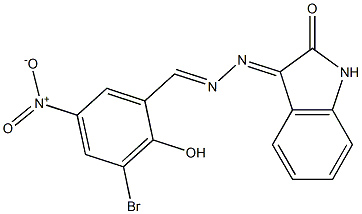 3-bromo-2-hydroxy-5-nitrobenzaldehyde (2-oxo-1,2-dihydro-3H-indol-3-ylidene)hydrazone 구조식 이미지