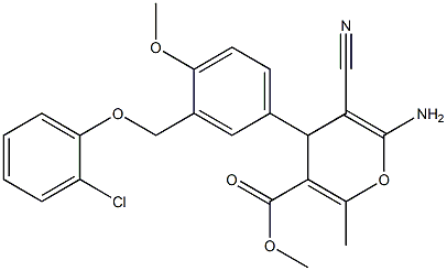 methyl 6-amino-4-{3-[(2-chlorophenoxy)methyl]-4-methoxyphenyl}-5-cyano-2-methyl-4H-pyran-3-carboxylate Structure