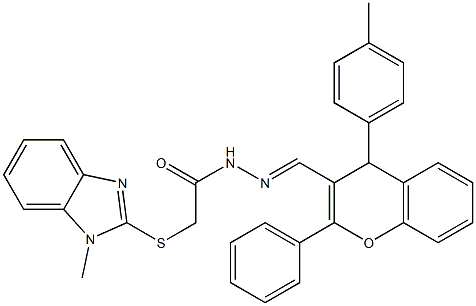 2-[(1-methyl-1H-benzimidazol-2-yl)sulfanyl]-N'-{[4-(4-methylphenyl)-2-phenyl-4H-chromen-3-yl]methylene}acetohydrazide Structure