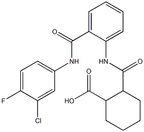 2-({2-[(3-chloro-4-fluoroanilino)carbonyl]anilino}carbonyl)cyclohexanecarboxylic acid Structure