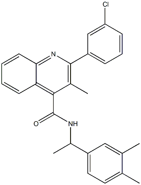 2-(3-chlorophenyl)-N-[1-(3,4-dimethylphenyl)ethyl]-3-methyl-4-quinolinecarboxamide Structure