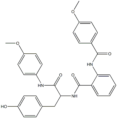 N-[1-(4-hydroxybenzyl)-2-(4-methoxyanilino)-2-oxoethyl]-2-[(4-methoxybenzoyl)amino]benzamide Structure