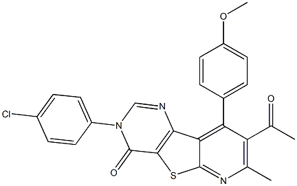 8-acetyl-3-(4-chlorophenyl)-9-(4-methoxyphenyl)-7-methylpyrido[3',2':4,5]thieno[3,2-d]pyrimidin-4(3H)-one Structure