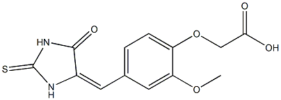 {2-methoxy-4-[(5-oxo-2-thioxo-4-imidazolidinylidene)methyl]phenoxy}acetic acid Structure