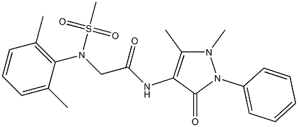 2-[2,6-dimethyl(methylsulfonyl)anilino]-N-(1,5-dimethyl-3-oxo-2-phenyl-2,3-dihydro-1H-pyrazol-4-yl)acetamide Structure