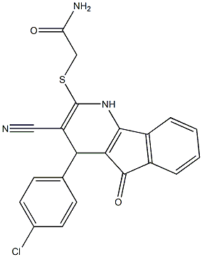 2-{[4-(4-chlorophenyl)-3-cyano-5-oxo-4,5-dihydro-1H-indeno[1,2-b]pyridin-2-yl]sulfanyl}acetamide Structure