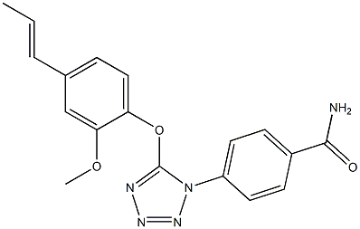 4-{5-[2-methoxy-4-(1-propenyl)phenoxy]-1H-tetraazol-1-yl}benzamide 구조식 이미지