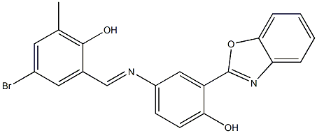 2-({[3-(1,3-benzoxazol-2-yl)-4-hydroxyphenyl]imino}methyl)-4-bromo-6-methylphenol Structure