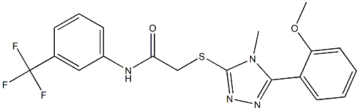 2-({4-methyl-5-[2-(methyloxy)phenyl]-4H-1,2,4-triazol-3-yl}sulfanyl)-N-[3-(trifluoromethyl)phenyl]acetamide 구조식 이미지