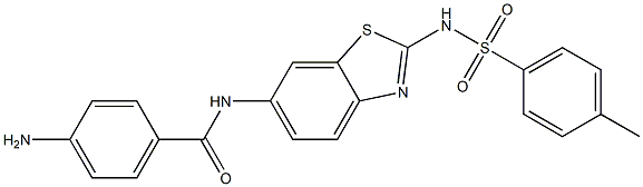 4-amino-N-(2-{[(4-methylphenyl)sulfonyl]amino}-1,3-benzothiazol-6-yl)benzamide 구조식 이미지