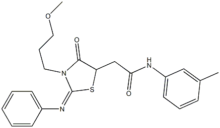 2-[3-(3-methoxypropyl)-4-oxo-2-(phenylimino)-1,3-thiazolidin-5-yl]-N-(3-methylphenyl)acetamide Structure