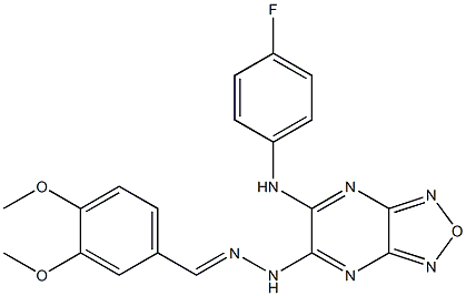 3,4-dimethoxybenzaldehyde [6-(4-fluoroanilino)[1,2,5]oxadiazolo[3,4-b]pyrazin-5-yl]hydrazone 구조식 이미지