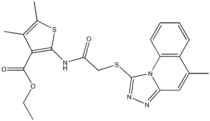 ethyl 4,5-dimethyl-2-({[(5-methyl[1,2,4]triazolo[4,3-a]quinolin-1-yl)sulfanyl]acetyl}amino)-3-thiophenecarboxylate 구조식 이미지