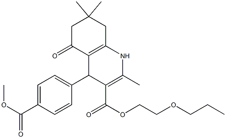 2-propoxyethyl 4-[4-(methoxycarbonyl)phenyl]-2,7,7-trimethyl-5-oxo-1,4,5,6,7,8-hexahydro-3-quinolinecarboxylate Structure