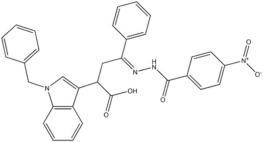 2-(1-benzyl-1H-indol-3-yl)-4-({4-nitrobenzoyl}hydrazono)-4-phenylbutanoic acid Structure