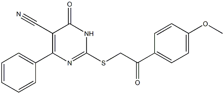 2-{[2-(4-methoxyphenyl)-2-oxoethyl]sulfanyl}-6-oxo-4-phenyl-1,6-dihydro-5-pyrimidinecarbonitrile Structure