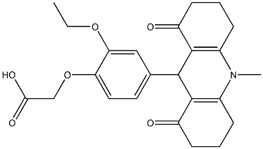 [2-ethoxy-4-(10-methyl-1,8-dioxo-1,2,3,4,5,6,7,8,9,10-decahydro-9-acridinyl)phenoxy]acetic acid 구조식 이미지