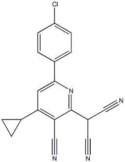 2-[6-(4-chlorophenyl)-3-cyano-4-cyclopropyl-2-pyridinyl]malononitrile 구조식 이미지