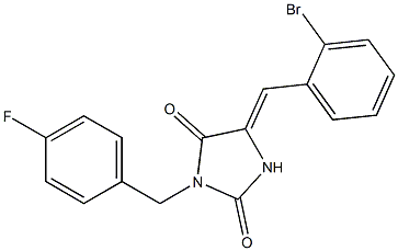 5-(2-bromobenzylidene)-3-(4-fluorobenzyl)-2,4-imidazolidinedione Structure