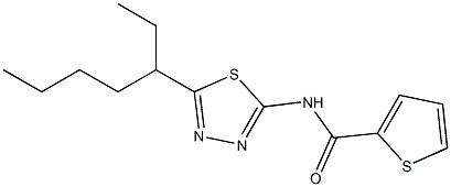 N-[5-(1-ethylpentyl)-1,3,4-thiadiazol-2-yl]-2-thiophenecarboxamide 구조식 이미지