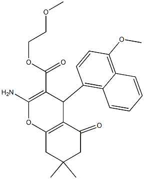 2-methoxyethyl 2-amino-4-(4-methoxy-1-naphthyl)-7,7-dimethyl-5-oxo-5,6,7,8-tetrahydro-4H-chromene-3-carboxylate 구조식 이미지