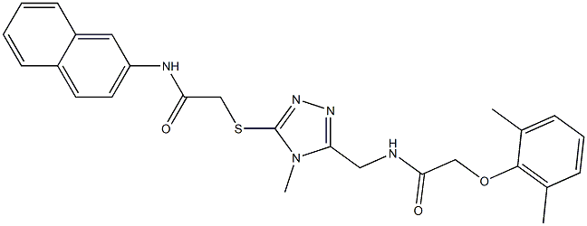 2-(2,6-dimethylphenoxy)-N-[(4-methyl-5-{[2-(2-naphthylamino)-2-oxoethyl]sulfanyl}-4H-1,2,4-triazol-3-yl)methyl]acetamide 구조식 이미지