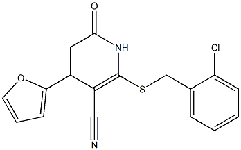 2-[(2-chlorobenzyl)sulfanyl]-4-(2-furyl)-6-oxo-1,4,5,6-tetrahydro-3-pyridinecarbonitrile Structure