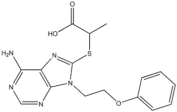 2-{[6-amino-9-(2-phenoxyethyl)-9H-purin-8-yl]sulfanyl}propanoic acid 구조식 이미지