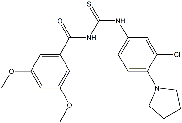 N-[3-chloro-4-(1-pyrrolidinyl)phenyl]-N'-(3,5-dimethoxybenzoyl)thiourea 구조식 이미지