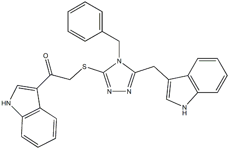 2-{[4-benzyl-5-(1H-indol-3-ylmethyl)-4H-1,2,4-triazol-3-yl]sulfanyl}-1-(1H-indol-3-yl)ethanone 구조식 이미지