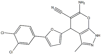 6-amino-4-[5-(3,4-dichlorophenyl)-2-furyl]-3-methyl-1,4-dihydropyrano[2,3-c]pyrazole-5-carbonitrile 구조식 이미지
