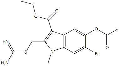 ethyl 5-(acetyloxy)-2-({[amino(imino)methyl]sulfanyl}methyl)-6-bromo-1-methyl-1H-indole-3-carboxylate Structure