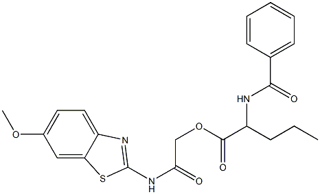 2-[(6-methoxy-1,3-benzothiazol-2-yl)amino]-2-oxoethyl 2-(benzoylamino)pentanoate Structure