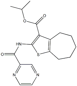 isopropyl 2-[(2-pyrazinylcarbonyl)amino]-5,6,7,8-tetrahydro-4H-cyclohepta[b]thiophene-3-carboxylate 구조식 이미지