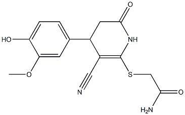2-{[3-cyano-4-(4-hydroxy-3-methoxyphenyl)-6-oxo-1,4,5,6-tetrahydro-2-pyridinyl]sulfanyl}acetamide Structure