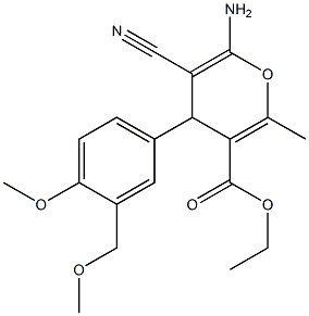 ethyl 6-amino-5-cyano-4-[4-methoxy-3-(methoxymethyl)phenyl]-2-methyl-4H-pyran-3-carboxylate 구조식 이미지