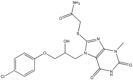 2-[(7-{3-[(4-chlorophenyl)oxy]-2-hydroxypropyl}-3-methyl-2,6-dioxo-2,3,6,7-tetrahydro-1H-purin-8-yl)sulfanyl]acetamide Structure