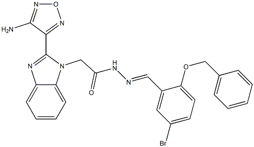 2-[2-(4-amino-1,2,5-oxadiazol-3-yl)-1H-benzimidazol-1-yl]-N'-[2-(benzyloxy)-5-bromobenzylidene]acetohydrazide 구조식 이미지
