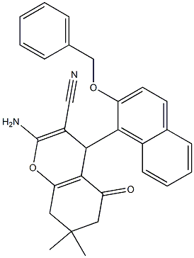 2-amino-4-[2-(benzyloxy)-1-naphthyl]-7,7-dimethyl-5-oxo-5,6,7,8-tetrahydro-4H-chromene-3-carbonitrile Structure