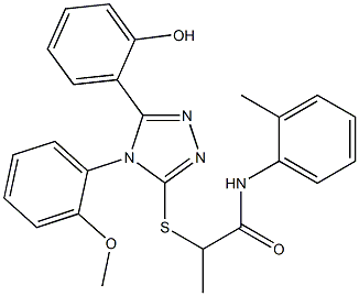 2-{[5-(2-hydroxyphenyl)-4-(2-methoxyphenyl)-4H-1,2,4-triazol-3-yl]sulfanyl}-N-(2-methylphenyl)propanamide 구조식 이미지