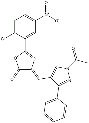 4-[(1-acetyl-3-phenyl-1H-pyrazol-4-yl)methylene]-2-{2-chloro-5-nitrophenyl}-1,3-oxazol-5(4H)-one Structure