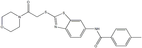 4-methyl-N-(2-{[2-(4-morpholinyl)-2-oxoethyl]sulfanyl}-1,3-benzothiazol-6-yl)benzamide Structure